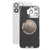 Vetro scocca posteriore con lente fotocamera, piastra metallica e magneti MagSafe per iPhone 15 Pro Max, White Titanium