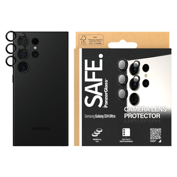 Protezione obiettivo fotocamera per Samsung Galaxy S24 Ultra, Nero, SAFE by PanzerGlass