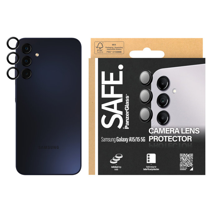 Protezione obiettivo fotocamera per Samsung Galaxy A15/A15 5G, Nero, SAFE by PanzerGlass