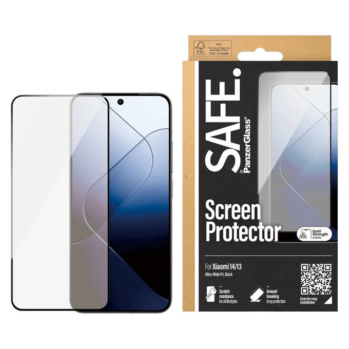 Vetro temperato UWF per Xiaomi 14/13, Nero, SAFE by PanzerGlass