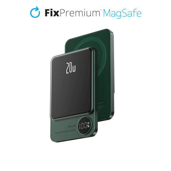 Power Bank MagSafe con LCD 5000mAh, Green, FixPremium