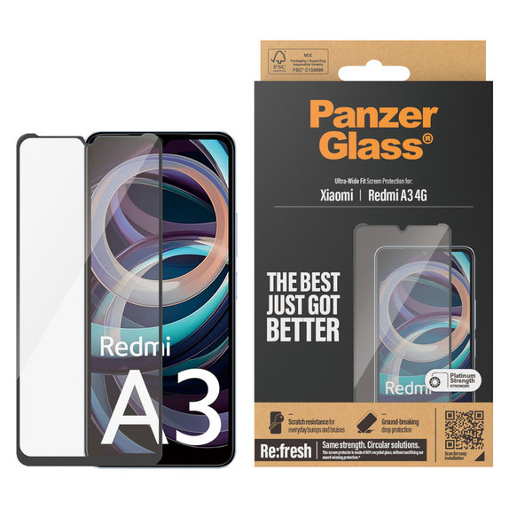 Vetro temperato UWF AB per Xiaomi Redmi A3, Čierne, PanzerGlass
