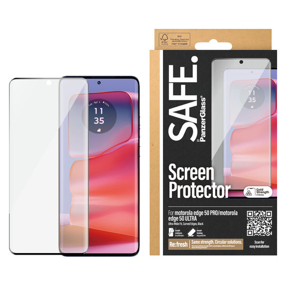 Vetro temperato UWF per Motorola Edge 50 Pro, Nero, SAFE by PanzerGlass