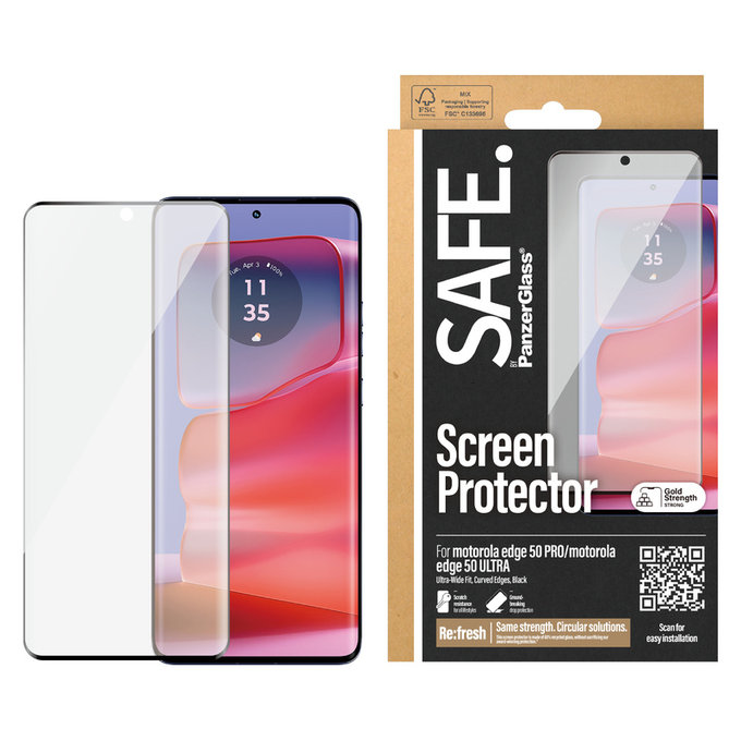Vetro temperato UWF per Motorola Edge 50 Pro, Nero, SAFE by PanzerGlass