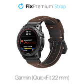 Cinturino in pelle per Garmin QuickFit 22mm, Brown, FixPremium