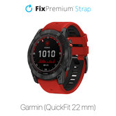 Cinturino in silicone bicolore per Garmin QuickFit 22mm, Red, FixPremium
