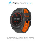 Cinturino in silicone bicolore per Garmin QuickFit 26mm, Grey, FixPremium