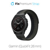 Cinturino in nylon per Garmin QuickFit 26mm, Grey, FixPremium