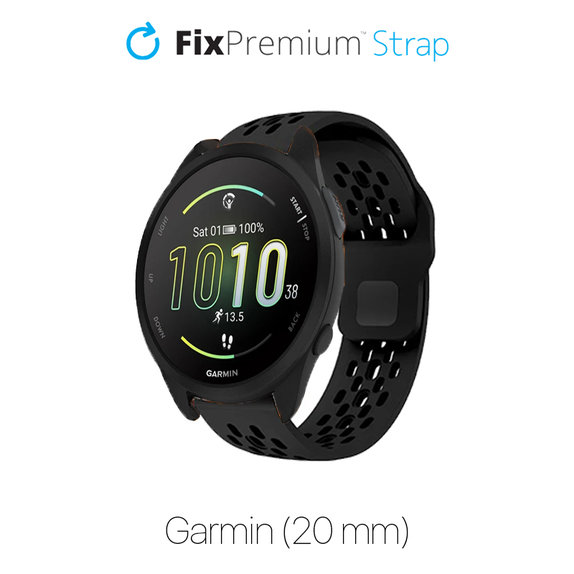 Cinturino universale in silicone per Garmin 20mm, Black, FixPremium