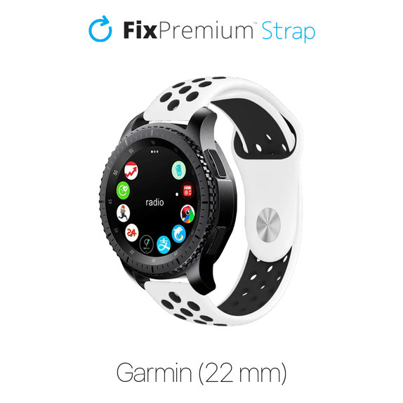 Cinturino sportivo in silicone per Garmin 22mm, White, FixPremium