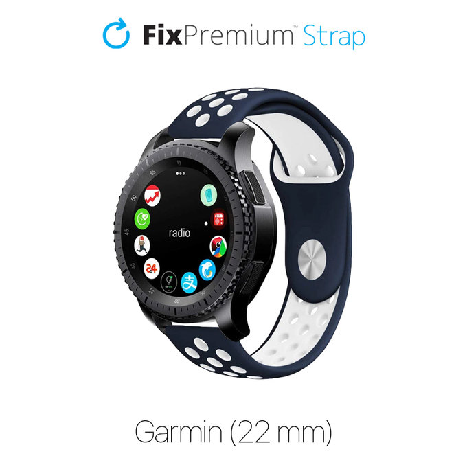 Cinturino sportivo in silicone per Garmin 22mm, Blue, FixPremium