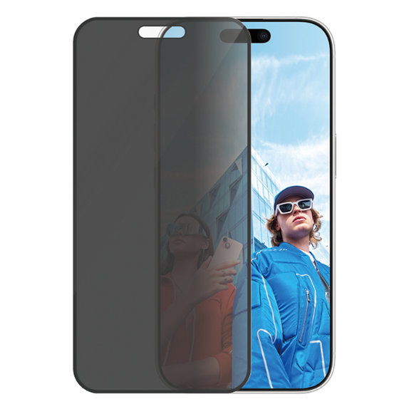 Vetro temperato UWF Privacy con applicator per iPhone 16 Pro, Black, PanzerGlass