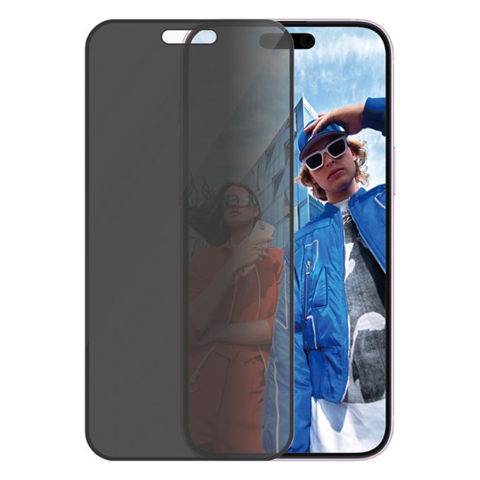 Vetro temperato UWF Privacy con applicator per iPhone 16 Plus, Black, PanzerGlass