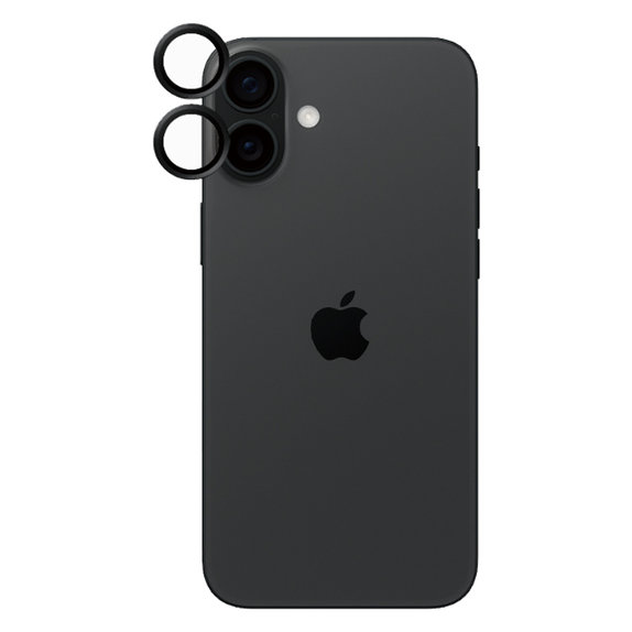 Anelli protettivi lente fotocamera per iPhone 16, 16 Plus, Black, PanzerGlass