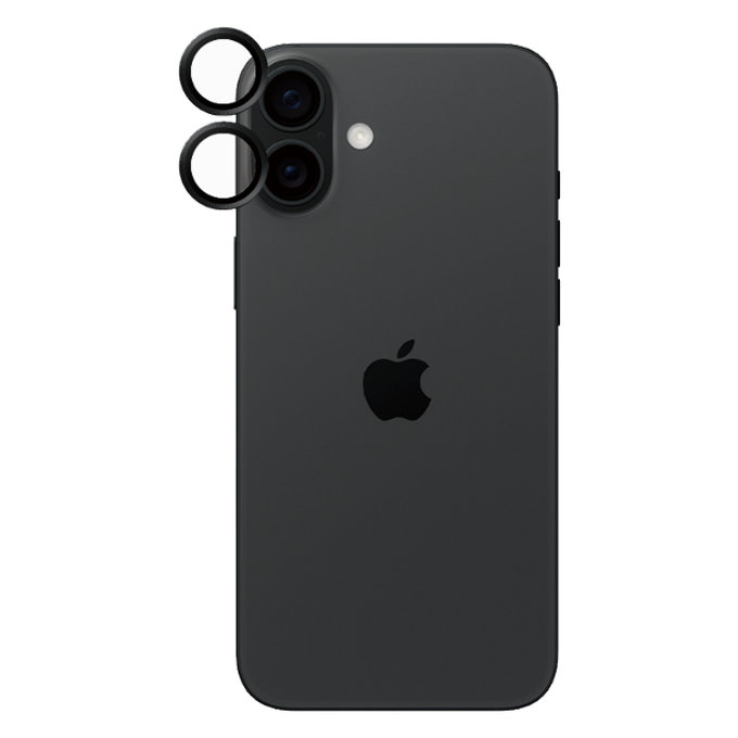 Anelli protettivi lente fotocamera per iPhone 16, 16 Plus, Black, PanzerGlass
