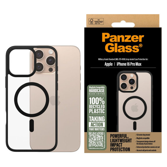 Custodia HardCase con MagSafe per iPhone 16 Pro Max, Nero, PanzerGlass