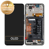 Schermo LCD per Honor 200, Black, Vetro touch con cornice e batteria, 0235AKHV, Genuine Service Pack