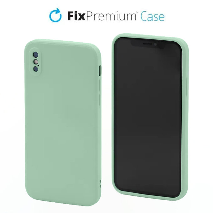 Custodia in silicone per iPhone X, XS, Green, FixPremium