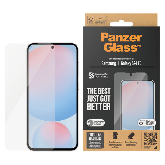 Vetro temperato UWF con applicatore per Samsung Galaxy S24 FE, Trasparente, PanzerGlass