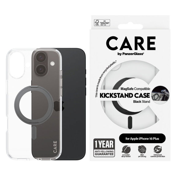 Cover Kickstand con MagSafe per iPhone 16 Plus, Nero, CARE