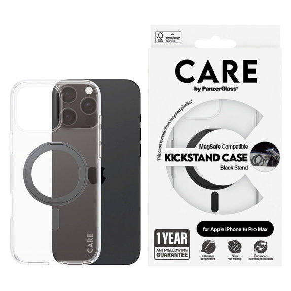 Cover Kickstand con MagSafe per iPhone 16 Pro Max, Nero, CARE