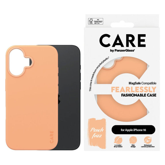 Cover Fearlessly con MagSafe per iPhone 16, Peachy, CARE