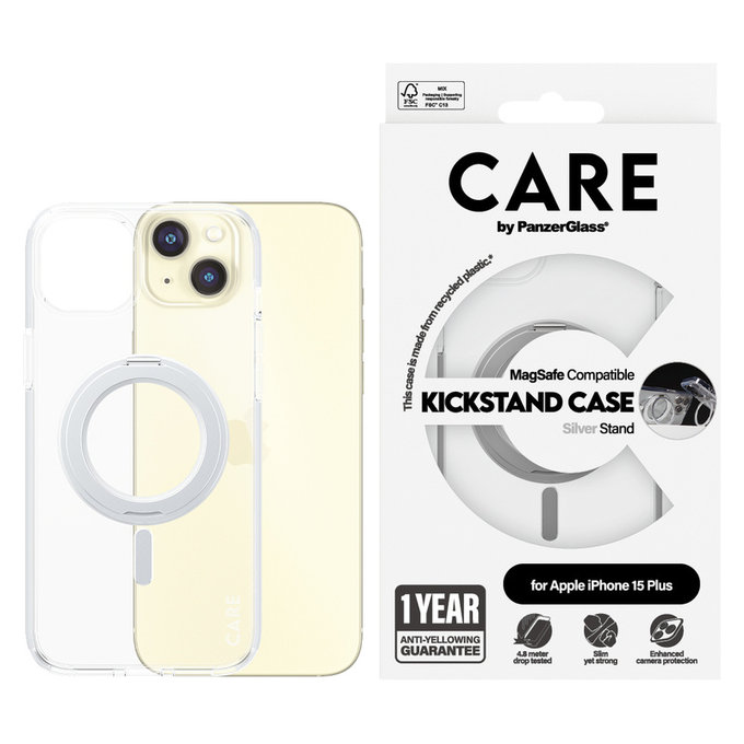 Custodia Kickstand con MagSAFE by PanzerGlass per iPhone 15 Pro Max, Argento, PanzerGlass