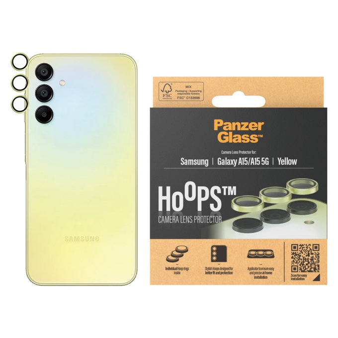Protezione lente fotocamera Hoops per Samsung A15/A15 5G, Giallo, PanzerGlass
