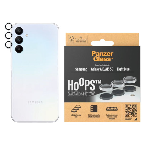 Protezione lente fotocamera Hoops per Samsung A15/A15 5G, Azzurro, PanzerGlass