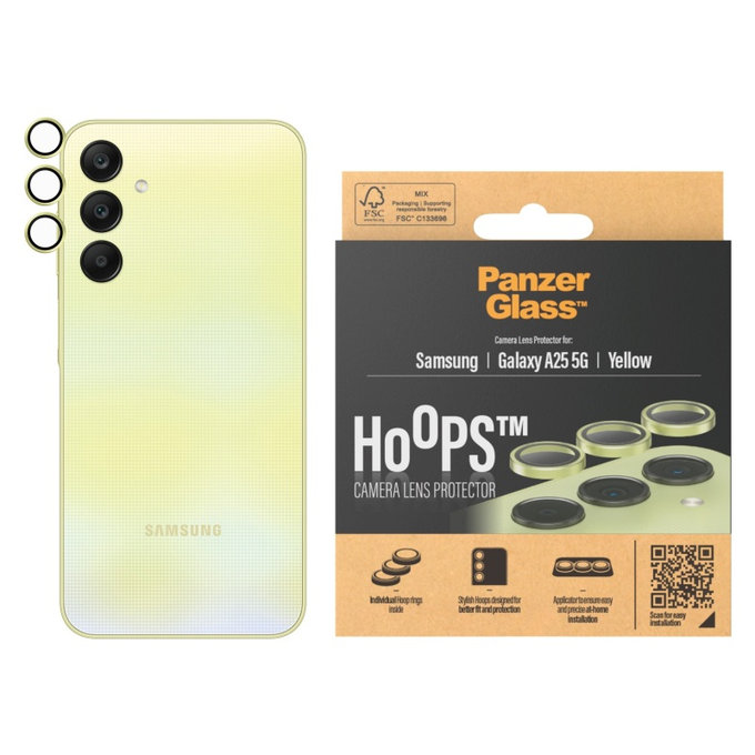 Protezione lente fotocamera Hoops per Samsung A25 5G, Giallo, PanzerGlass