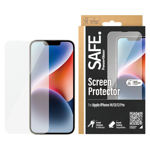 Vetro temperato Case Friendly per iPhone 16e/14/13 Pro/13, Nero, SAFE
