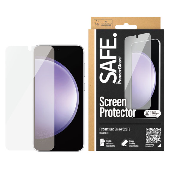 Vetro temperato UWF per Samsung Galaxy S23 FE, Nero, SAFE by PanzerGlass