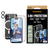 Bundle 3-in-1 Hoops + Vetro temperato UWF + Hard Case per iPhone 16, PanzerGlass