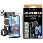 Bundle Hoops + Vetro temperato UWF + Hard Case + Magnetic Ring Mount per iPhone 16, PanzerGlass