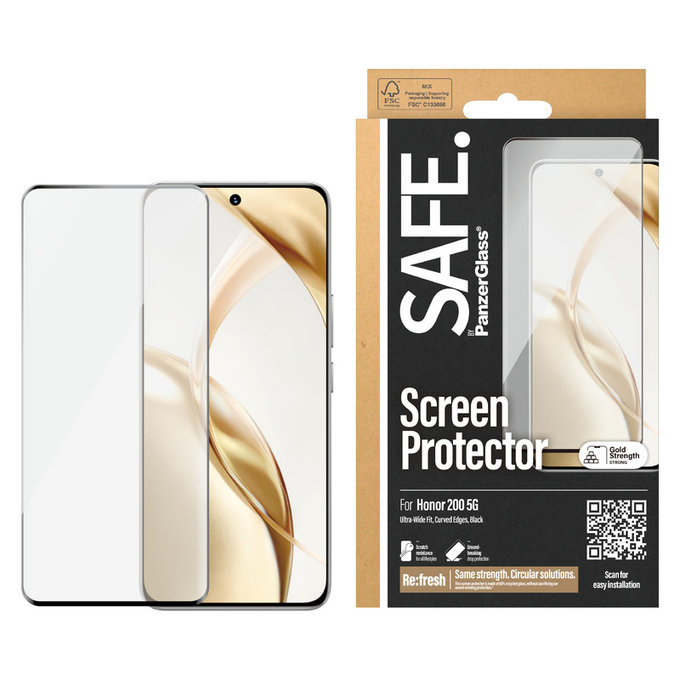 Vetro temperato UWF per Honor 200, Nero, SAFE by PanzerGlass