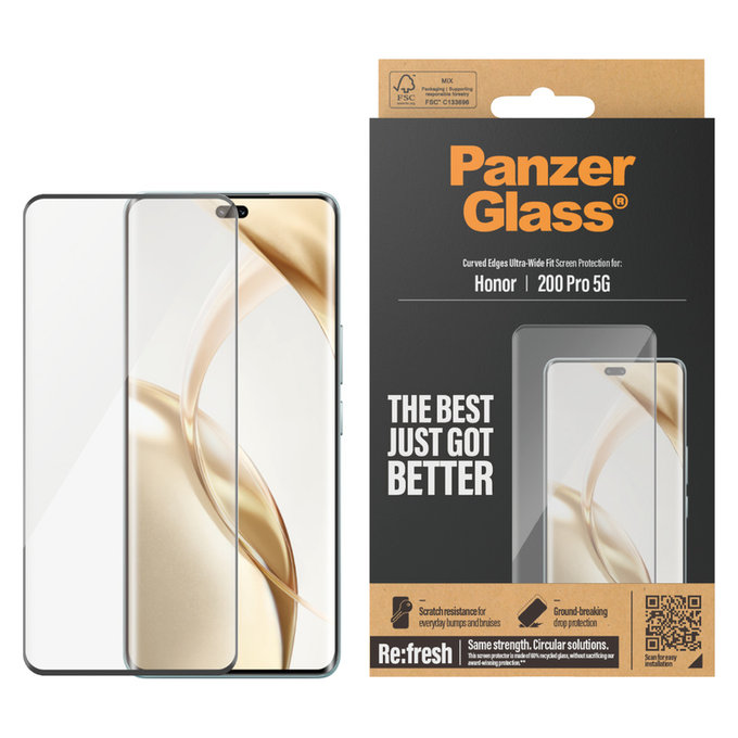 Vetro temperato Re:Fresh UWF per Honor 200 Pro, Nero, PanzerGlass