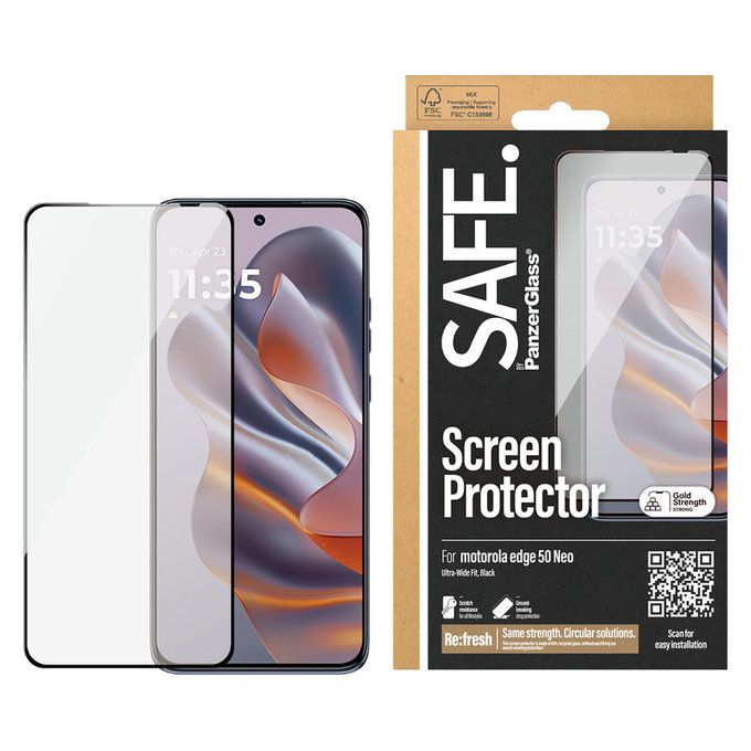 Vetro temperato UWF per Motorola Edge 50 Neo, Nero, SAFE by PanzerGlass