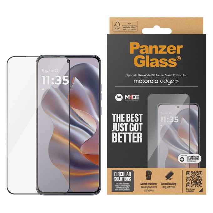 Vetro temperato UWF per Motorola Edge 50 Neo, Nero, PanzerGlass
