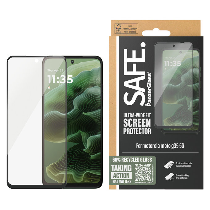Vetro temperato per Motorola Moto G35, Nero, SAFE by PanzerGlass