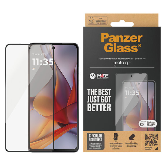 Vetro temperato UWF per Motorola Moto G75 5G, Nero, PanzerGlass