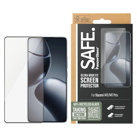 Vetro temperato UWF per Xiaomi 14T/14T Pro, Nero, SAFE by PanzerGlass
