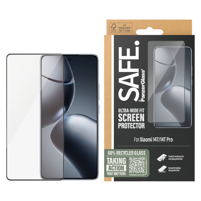 Vetro temperato UWF per Xiaomi 14T/14T Pro, Nero, SAFE by PanzerGlass