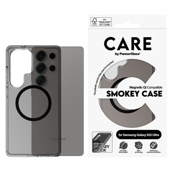 Custodia Smokey con QI nero per Samsung Galaxy S25 Ultra, Nero, PanzerGlass