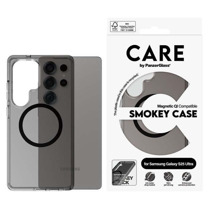 Custodia Smokey con QI nero per Samsung Galaxy S25 Ultra, Nero, PanzerGlass