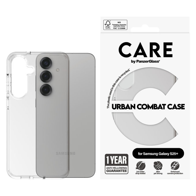 Custodia Urban Combat per Samsung Galaxy S25+, Trasparente, PanzerGlass