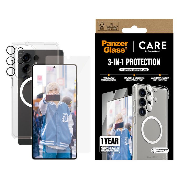 Bundle 3-in-1 per Samsung Galaxy S25 Ultra, PanzerGlass