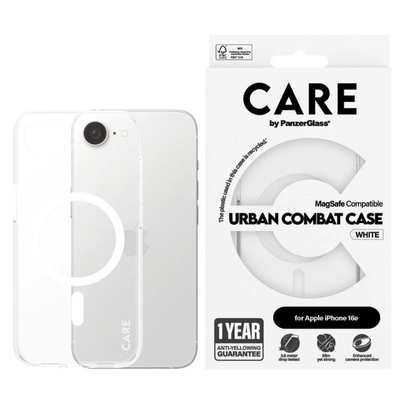 Cover Urban Combat con MagSafe per iPhone 17e/16e, Bianco, CARE