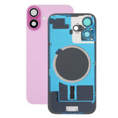 Vetro scocca posteriore per iPhone 16, Pink, con lente fotocamera, piastra metallica e magnete MagSafe