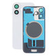 Vetro scocca posteriore per iPhone 16, White, con lente fotocamera, piastra metallica e magnete MagSafe