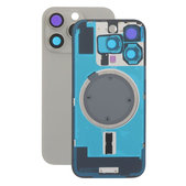 Vetro scocca posteriore per iPhone 16 Pro, Natural Titanium, con lente fotocamera, piastra metallica e magnete MagSafe